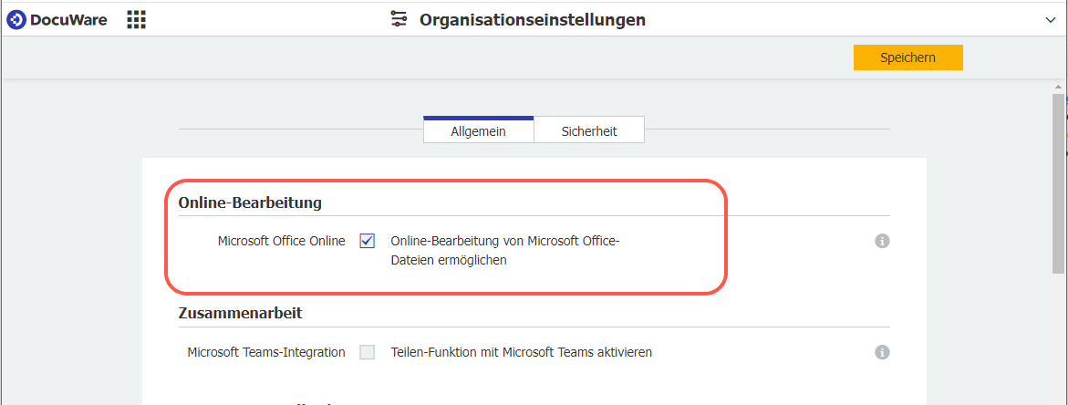 Aktivierung der Online Bearbeitungsfunktion